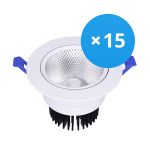 Mehrfachpackung 15x LED Downlight Rund Schwenkbar 12W 960lm 60D - 930 Warmweiß | 110mm - Ausschnitt 90mm - UGR <19