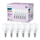 Mehrfachpackung 6x Philips Glühbirne LED E14 Birne Matt 5W 470lm - 827 Extra Warmweiß